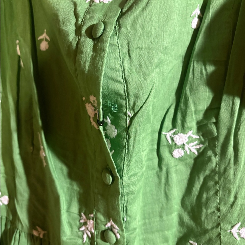 JessaKae Green Juniper Dress with White Floral Embroidery - Picture 2 of 4